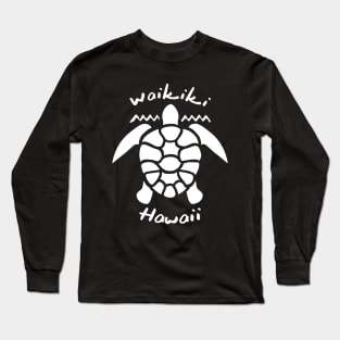Sea Turtle Silhouette Design | Waikiki, Hawaii Long Sleeve T-Shirt